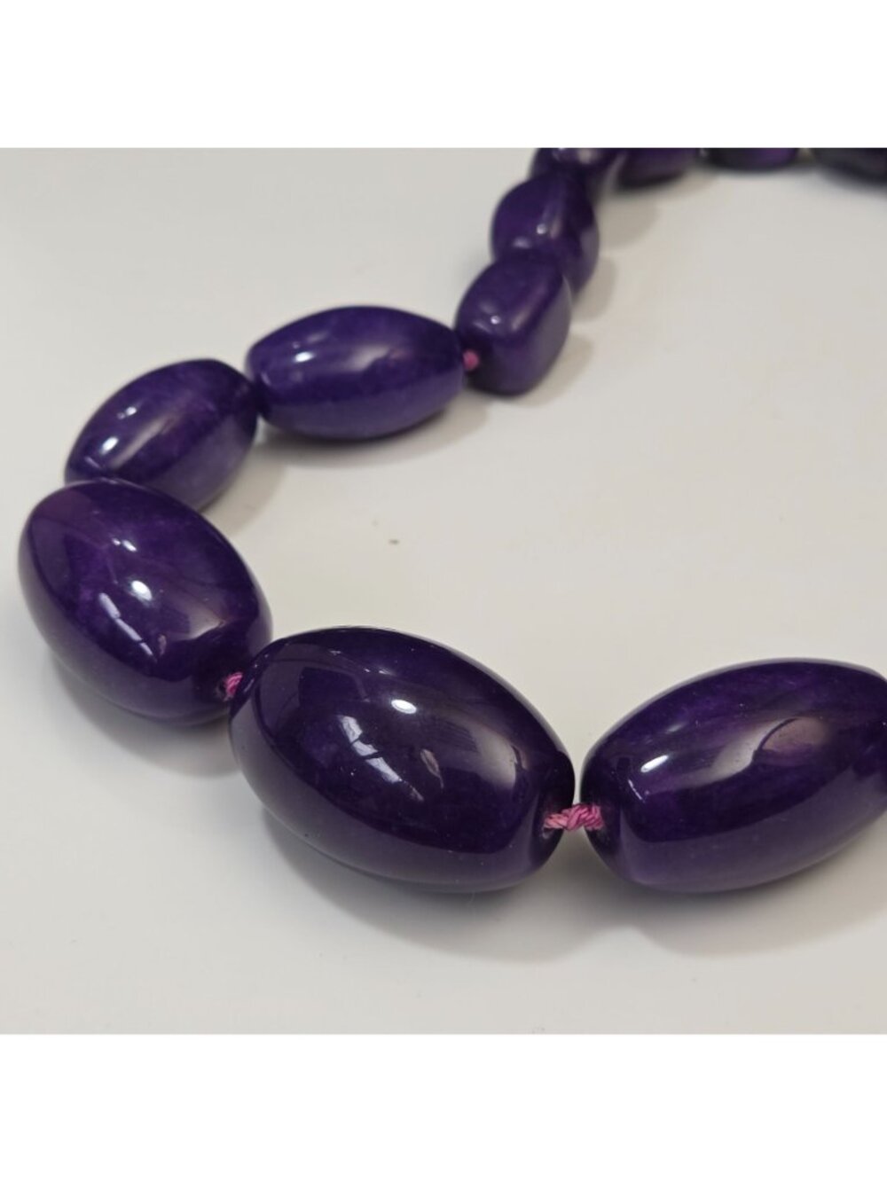 Large Purple Sugilite Gemstone Beaded Necklace 29" - Picture 6 of 8